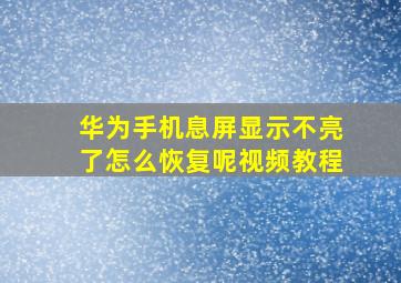 华为手机息屏显示不亮了怎么恢复呢视频教程