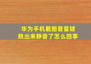 华为手机截图音量键跳出来静音了怎么回事