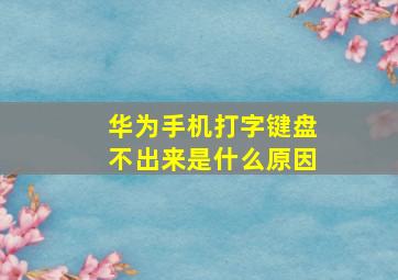 华为手机打字键盘不出来是什么原因