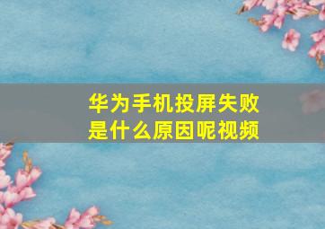 华为手机投屏失败是什么原因呢视频