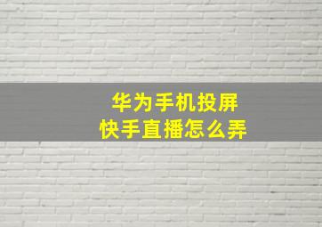 华为手机投屏快手直播怎么弄