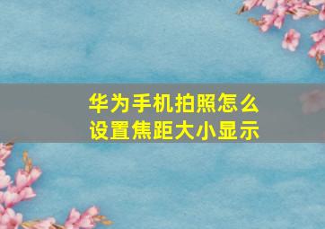 华为手机拍照怎么设置焦距大小显示