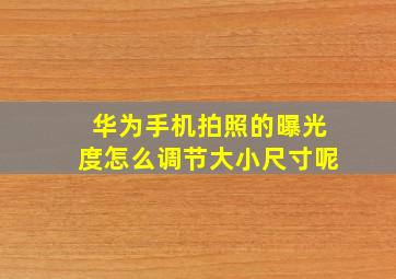 华为手机拍照的曝光度怎么调节大小尺寸呢