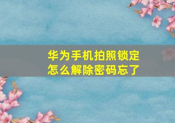 华为手机拍照锁定怎么解除密码忘了