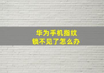 华为手机指纹锁不见了怎么办