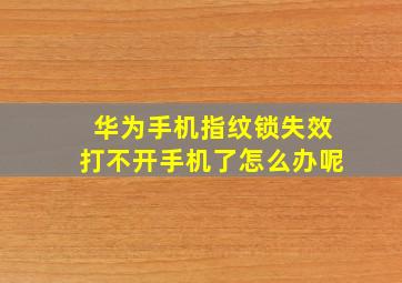 华为手机指纹锁失效打不开手机了怎么办呢