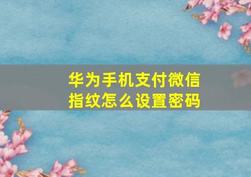 华为手机支付微信指纹怎么设置密码