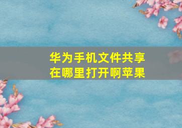 华为手机文件共享在哪里打开啊苹果