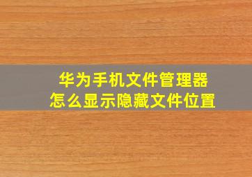 华为手机文件管理器怎么显示隐藏文件位置