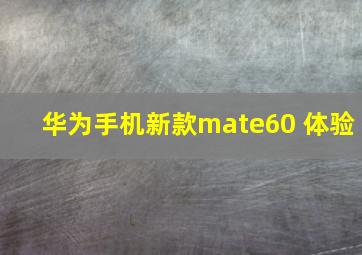 华为手机新款mate60 体验