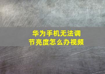 华为手机无法调节亮度怎么办视频