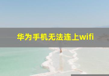 华为手机无法连上wifi