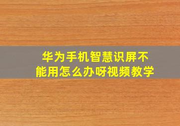 华为手机智慧识屏不能用怎么办呀视频教学