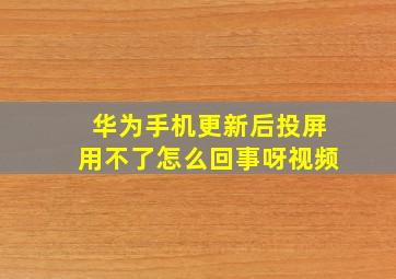 华为手机更新后投屏用不了怎么回事呀视频