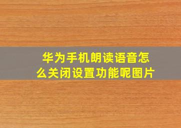 华为手机朗读语音怎么关闭设置功能呢图片