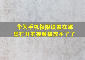 华为手机权限设置在哪里打开的视频播放不了了