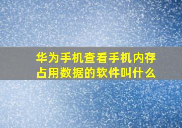 华为手机查看手机内存占用数据的软件叫什么