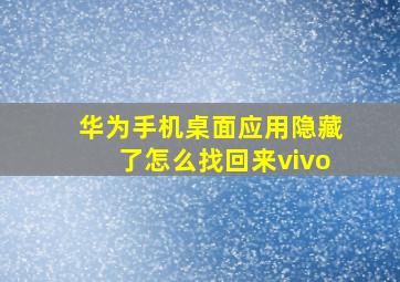 华为手机桌面应用隐藏了怎么找回来vivo