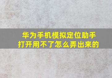 华为手机模拟定位助手打开用不了怎么弄出来的