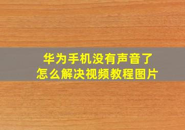 华为手机没有声音了怎么解决视频教程图片