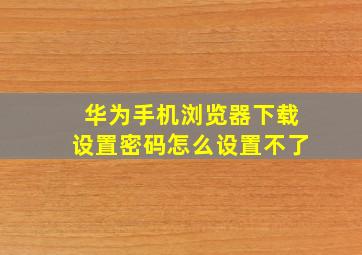 华为手机浏览器下载设置密码怎么设置不了