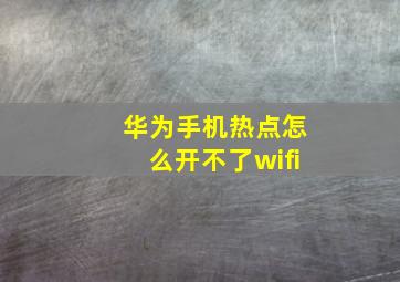 华为手机热点怎么开不了wifi