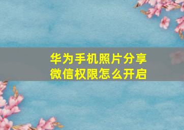 华为手机照片分享微信权限怎么开启