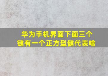 华为手机界面下面三个键有一个正方型健代表啥