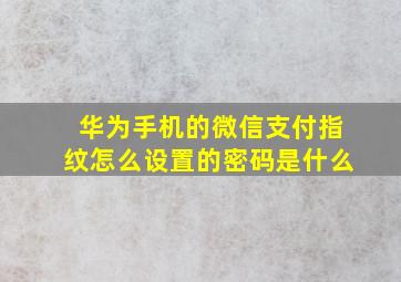 华为手机的微信支付指纹怎么设置的密码是什么