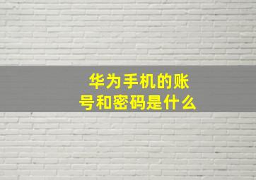 华为手机的账号和密码是什么