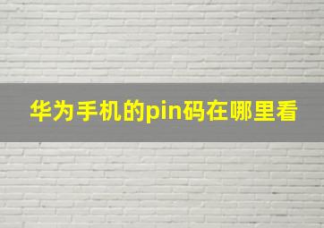 华为手机的pin码在哪里看