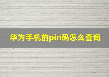 华为手机的pin码怎么查询