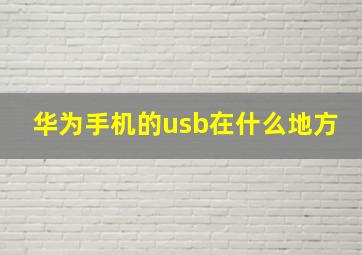 华为手机的usb在什么地方