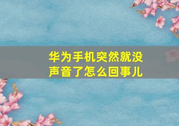 华为手机突然就没声音了怎么回事儿