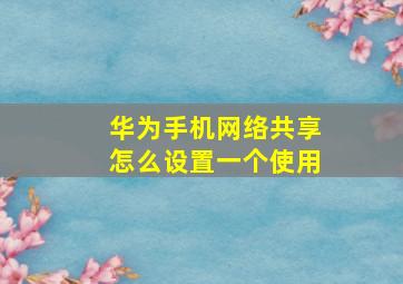 华为手机网络共享怎么设置一个使用