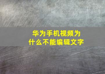 华为手机视频为什么不能编辑文字