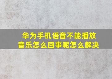 华为手机语音不能播放音乐怎么回事呢怎么解决