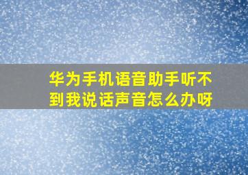 华为手机语音助手听不到我说话声音怎么办呀