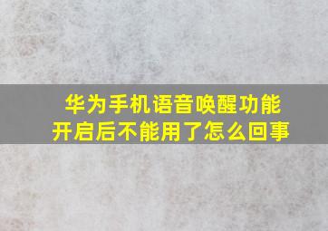 华为手机语音唤醒功能开启后不能用了怎么回事