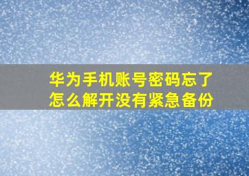 华为手机账号密码忘了怎么解开没有紧急备份