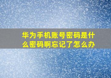 华为手机账号密码是什么密码啊忘记了怎么办