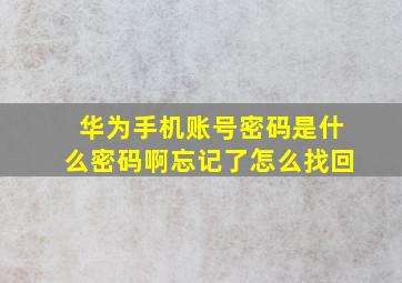 华为手机账号密码是什么密码啊忘记了怎么找回