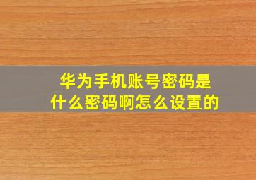 华为手机账号密码是什么密码啊怎么设置的