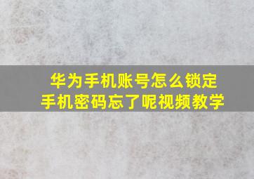 华为手机账号怎么锁定手机密码忘了呢视频教学