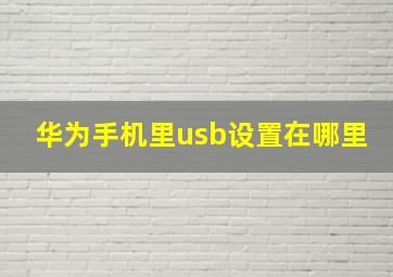 华为手机里usb设置在哪里