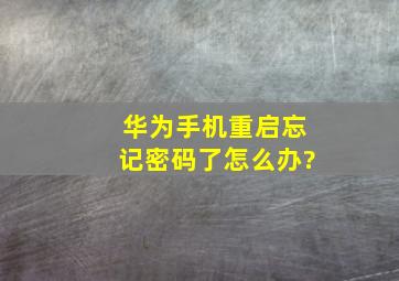 华为手机重启忘记密码了怎么办?