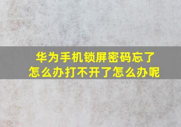 华为手机锁屏密码忘了怎么办打不开了怎么办呢