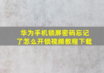 华为手机锁屏密码忘记了怎么开锁视频教程下载