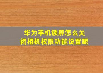 华为手机锁屏怎么关闭相机权限功能设置呢