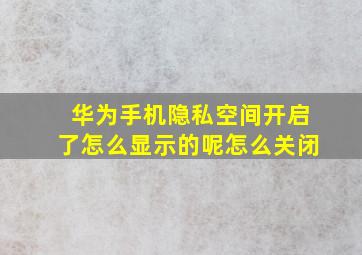 华为手机隐私空间开启了怎么显示的呢怎么关闭